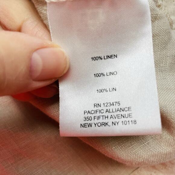 Ellen Tracy 100% Linen Anorak Jacket Womens L Beige Full Zip Roll Tab Sleeve - Picture 4 of 9